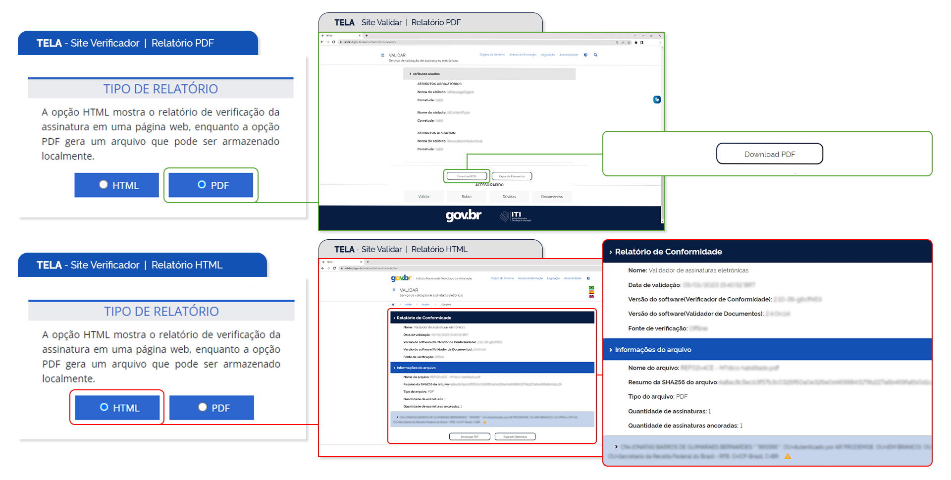 Mudanças no relatório pdf e no relatório html.