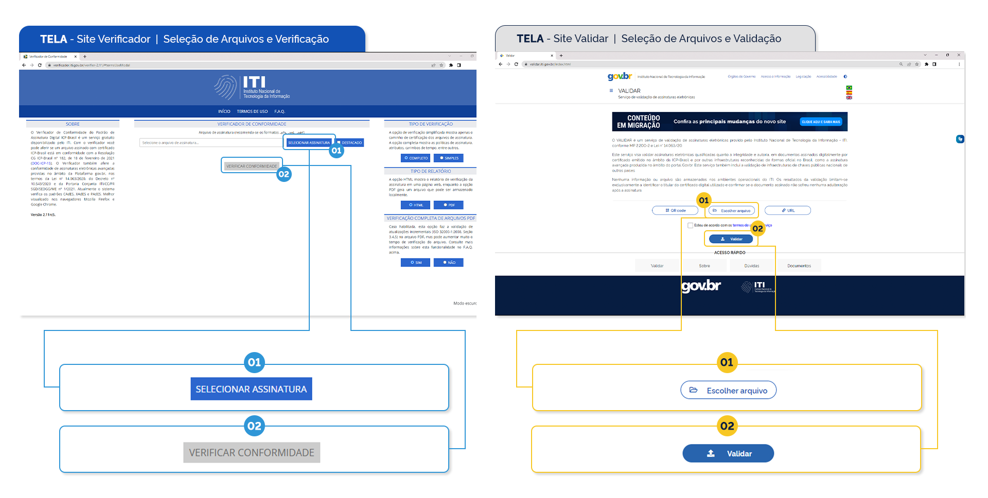 Mudança na tela principal no site verificador para o site validar.